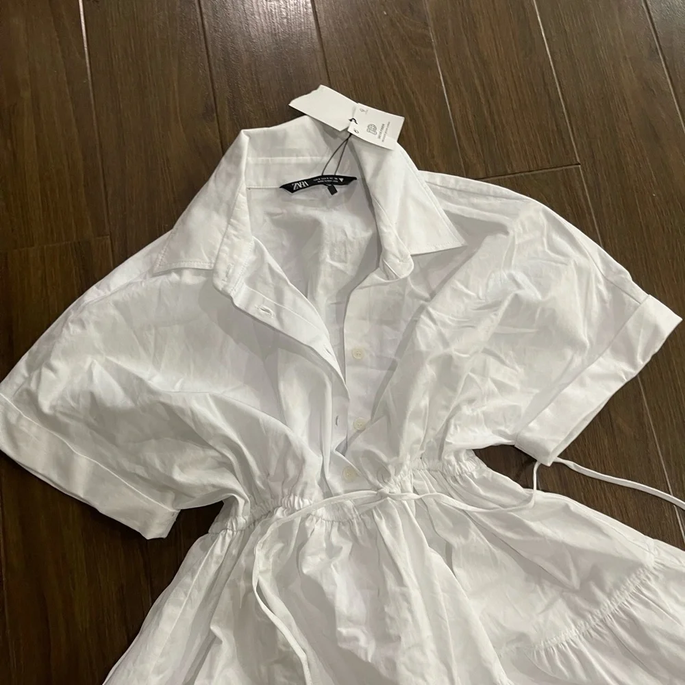 Zara white  string mini dress - Picture 4 of 7